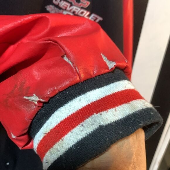 Vintage 90s Chevrolet Wool Baseball Bomber Jacket Faux Leather Sleeve XXLarge 2X - Picture 6 of 16